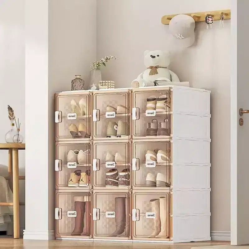 6 scatole porta-scarpe pieghevoli trasparenti, un pezzo scarpiera, accessorio per camera da letto, soggiorno, ingresso, dormitorio (per ingresso), organizzatore pieghevole per scarpe da ginnastica