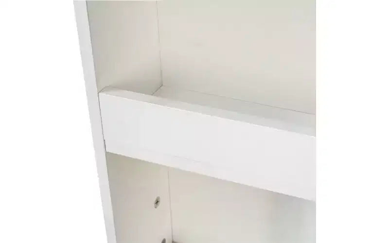 Libreria alta e stretta a 4 ripiani con 3 cassetti laterali, vetrina, librerie verticali per soggiorno, ufficio domestico