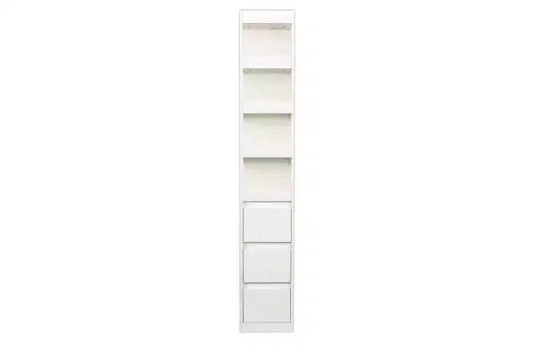 TUYOHW 4-Tier Narrow Tall Bookshelves with 3 Side Drawers,Display Storage Cabinet,Vertical Bookcases for Living Room,Home Office