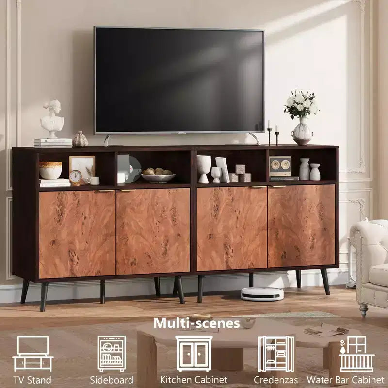 Credenza a buffet con contenitore, credenza a buffet rustica con 2 ripiani, armadietto per stazione caffè per sala da pranzo, soggiorno