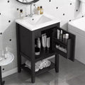 20 Small Bathroom Vanity Sink Combo with Storage , Bathroom Floor Cabinet with Open Shelf and Soft Close Door, Black