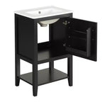 Mobiletto lavabo da bagno compatto da 20" con ripiano aperto e anta con chiusura ammortizzata, nero