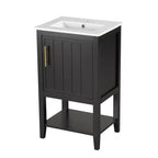 Mobiletto lavabo da bagno compatto da 20" con ripiano aperto e anta con chiusura ammortizzata, nero