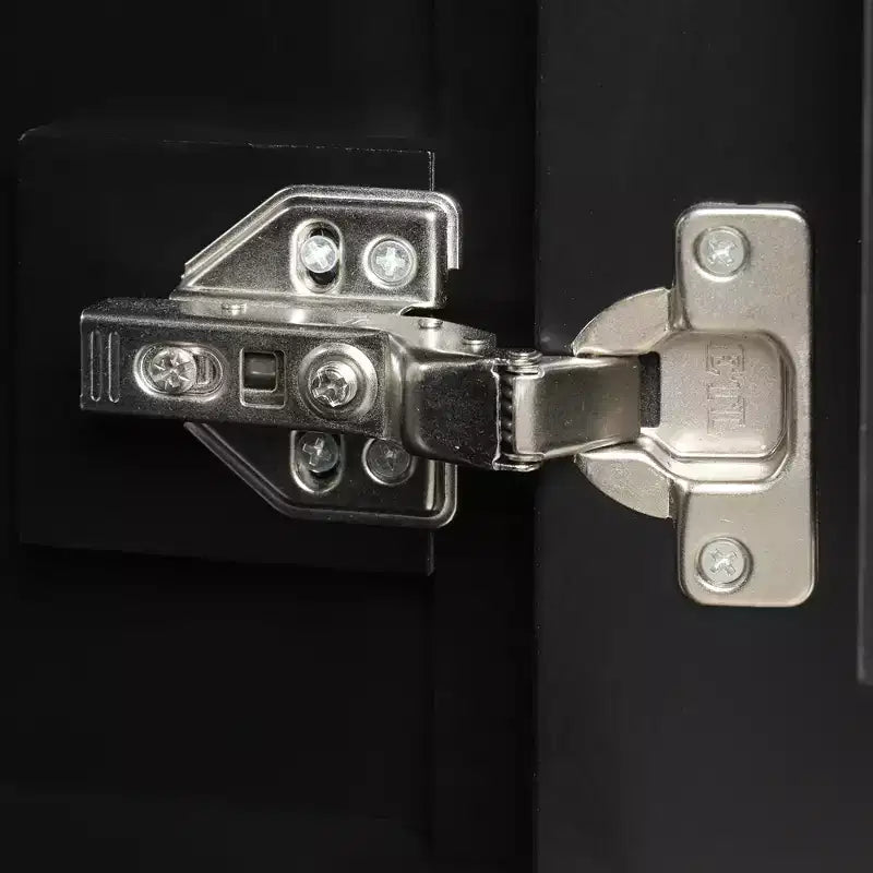 Mobiletto lavabo da bagno compatto da 20" con ripiano aperto e anta con chiusura ammortizzata, nero