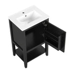 Mobiletto lavabo da bagno compatto da 20" con ripiano aperto e anta con chiusura ammortizzata, nero