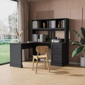 Computer Desk, Home Office Desks With 2 Drawers, 2-tier Open Shelf, Waterproof And Scratch Resistant Modern Corner Desk For Home Office Black