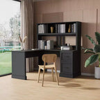 Computer Desk, Home Office Desks With 2 Drawers, 2-tier Open Shelf, Waterproof And Scratch Resistant Modern Corner Desk For Home Office Black