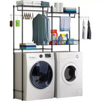 4-Tier Over Washer & Dryer Shelf, 75H Adjustable Laundry Organizer with Drying Rack, Space-Saving Metal Storage