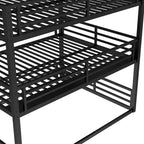 Letto a castello triplo in metallo Queen sopra Full XL sopra Queen con sponde di sicurezza, letto a castello resistente con design a bassa rumorosità, nero