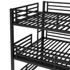Letto a castello triplo in metallo Queen sopra Full XL sopra Queen con sponde di sicurezza, letto a castello resistente con design a bassa rumorosità, nero