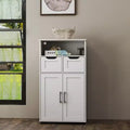 Freestanding Cabinet with Doors and Drawers - Adjustable Shelf Cabinet for Bathroom Essentials, Versatile Design Suitable for Kitchen Pantry White