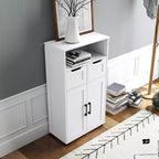 Mobiletto Autoportante con Ante e Cassetti - Armadio con Ripiani Regolabili per Articoli da Bagno, Design Versatile Adatto per Dispensa Cucina, Bianco