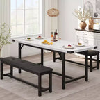 Set da pranzo allungabile 3 pezzi con 2 panche imbottite