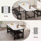 Set da pranzo allungabile 3 pezzi con 2 panche imbottite