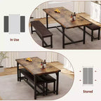 Set da pranzo allungabile 3 pezzi con 2 panche imbottite