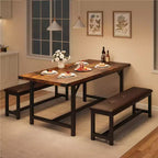 Set da pranzo allungabile 3 pezzi con 2 panche imbottite