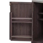 Carrello Cucina per Esterni con Griglia per Big Green Egg & Kamado Joe, Tavolo in Legno Massiccio con Top in Acciaio Inossidabile, Cassetto, Adatto a Griglie Grandi, Marrone Scuro