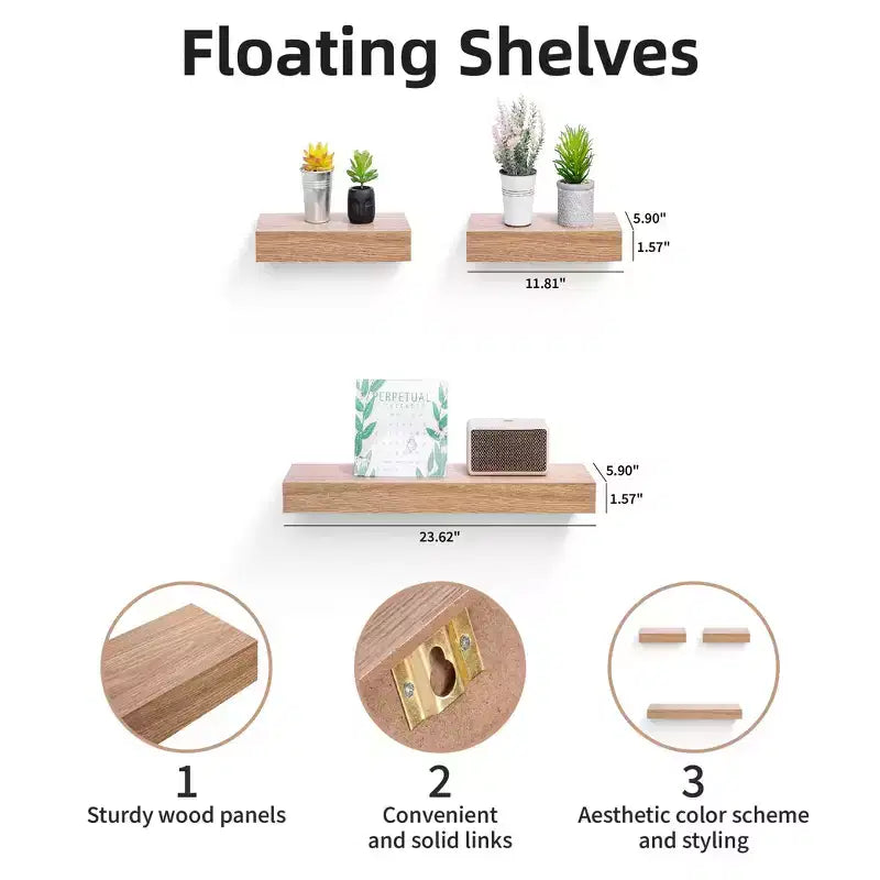 23.62 Mensole Galleggianti in Acero C con supporto invisibile, perfette per l'arredamento di bagno/camera da letto/cucina o come espositore per libri/piante, facili da installare.