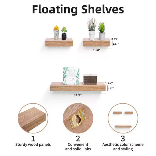 23.62 Mensole Galleggianti in Acero C con supporto invisibile, perfette per l'arredamento di bagno/camera da letto/cucina o come espositore per libri/piante, facili da installare.