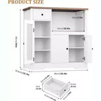 Mobile a Terra con Organizer in Legno a 3 Ante e 1 Cassetto con Ripiano Regolabile, Credenza in Legno a Colonna Larga per Cucina