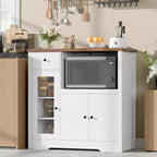 Mobile a Terra con Organizer in Legno a 3 Ante e 1 Cassetto con Ripiano Regolabile, Credenza in Legno a Colonna Larga per Cucina