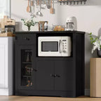 Mobile a Terra con Organizer in Legno a 3 Ante e 1 Cassetto con Ripiano Regolabile, Credenza in Legno a Colonna Larga per Cucina
