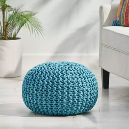 Pouf rotondo in maglia 20H per soggiorno