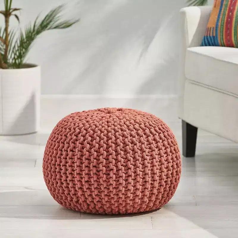 Pouf rotondo in maglia 20H per soggiorno